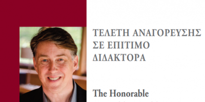 Aristotle University of Thessaloniki (Greece) Announcement of Yale University Professor, Paul T. Anastas, as an Honorary Doctorate of the AUTH Chemistry Department