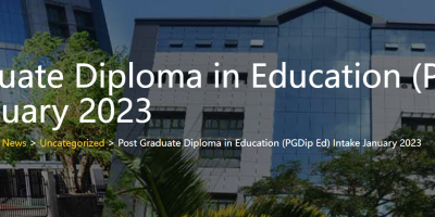 Mauritius (Mauritius Institute of Education) Post Graduate Diploma in Education (PGDip Ed) Intake January 2023